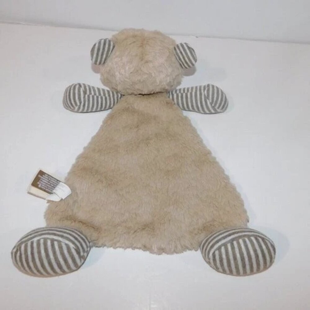 Demdaco Striped Bear Security Blanket Love You Baby Blankie Tan Blue Heart lovey - Picture 6 of 6